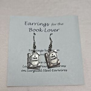 Silver Book Earrings